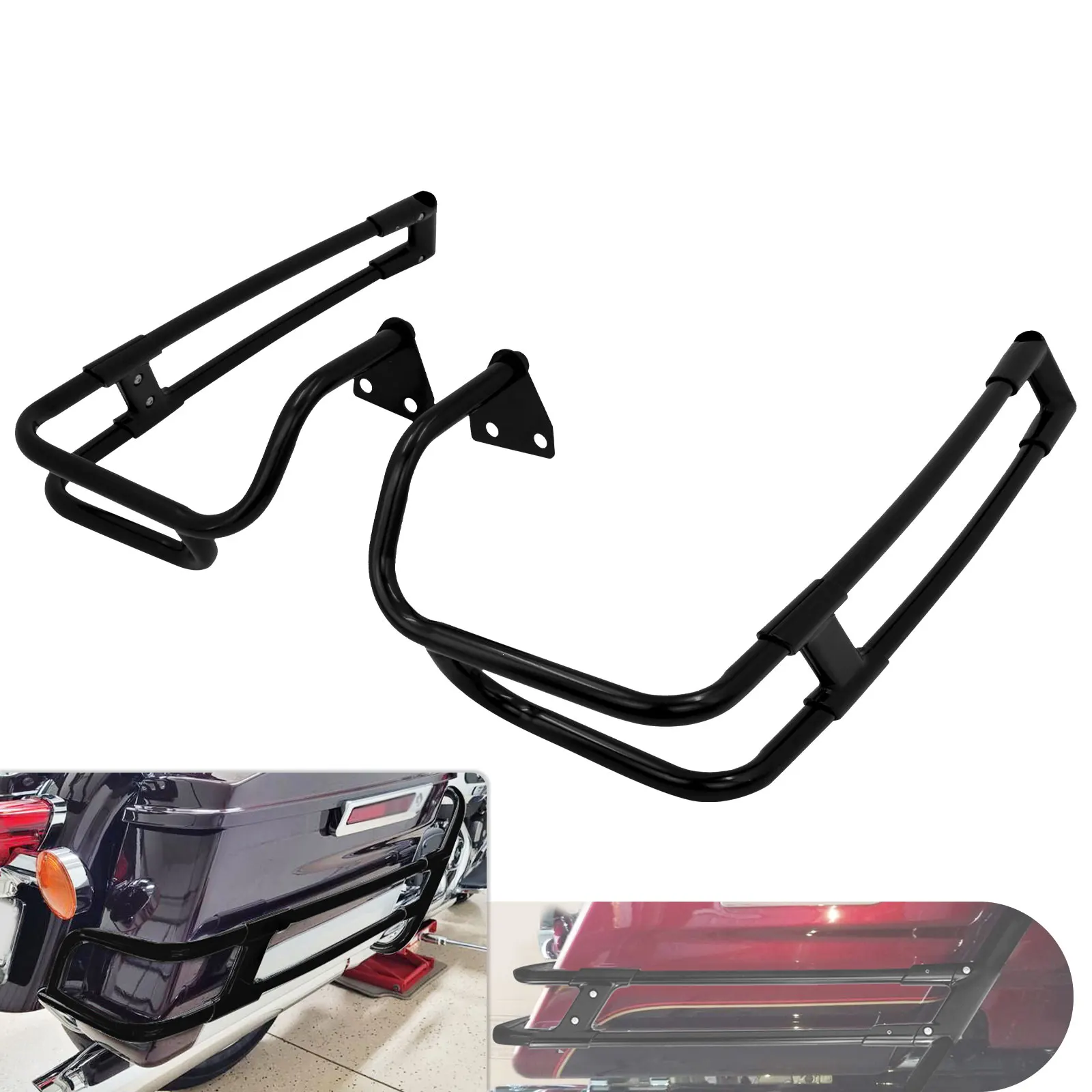 Stoßfeste schwarze Motorrad-Satteltaschen-Schutzschienen Sturzbügel für Harley Touring Road King Glide 2014-2025 Kostenloser Versand