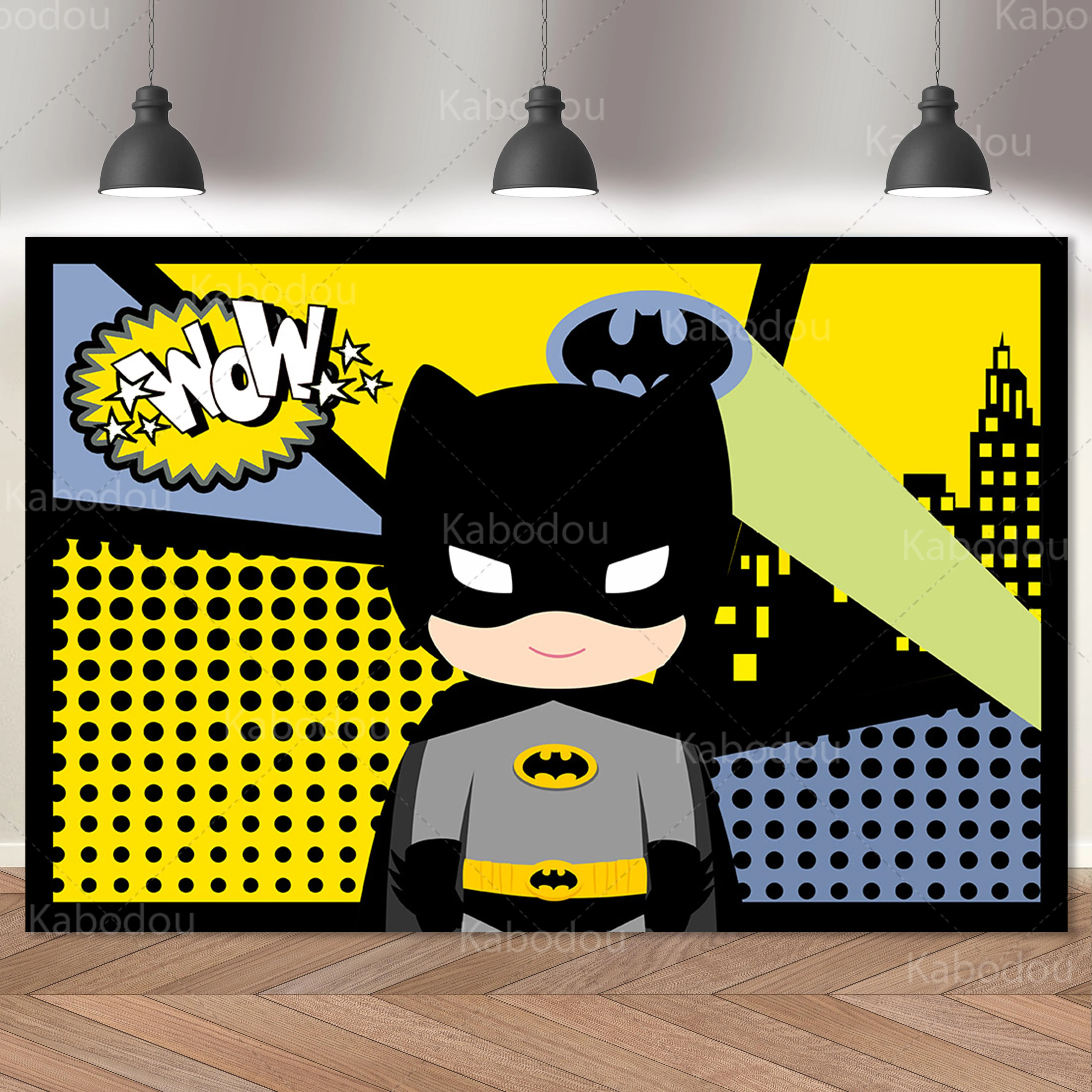 HEROCROSS Batman Backdrop Boys Kids Birthday Party Decoration Banner Cartoon City ​​Building Photography Background Props