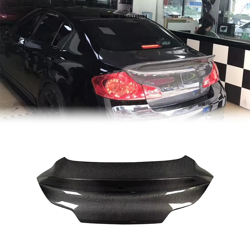 

For 2003-2013 Infiniti G25 G35 G37 Skyline V35 V36 Lightweight Carbon Fiber Trunk Lid with Ducktail-Style Spoiler