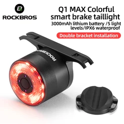 ROCKBROS Smart Bicycle Bike light Q1MAX 5 Modes Type-C Charging Auto Brake Sensing RGB LED Rear Light bicycle Accessories MTB