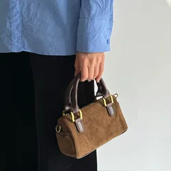 Borsa Vintage in pelle scamosciata con manico superiore borsa a tracolla Mini coreana Y2K borsa a tracolla Casual per telefono pendolare rossetti borse e borsetta per le donne