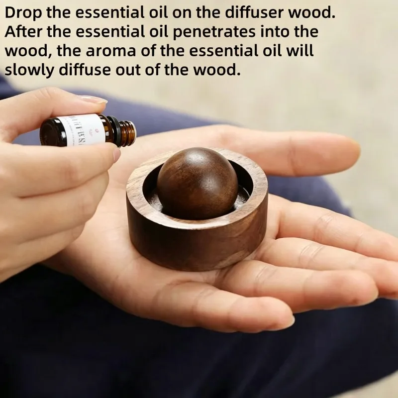 Wooden Sphere Essential Oil Diffuser, Natural Aroma Dispersion for Bedroom, Room, Car, Home Decoration