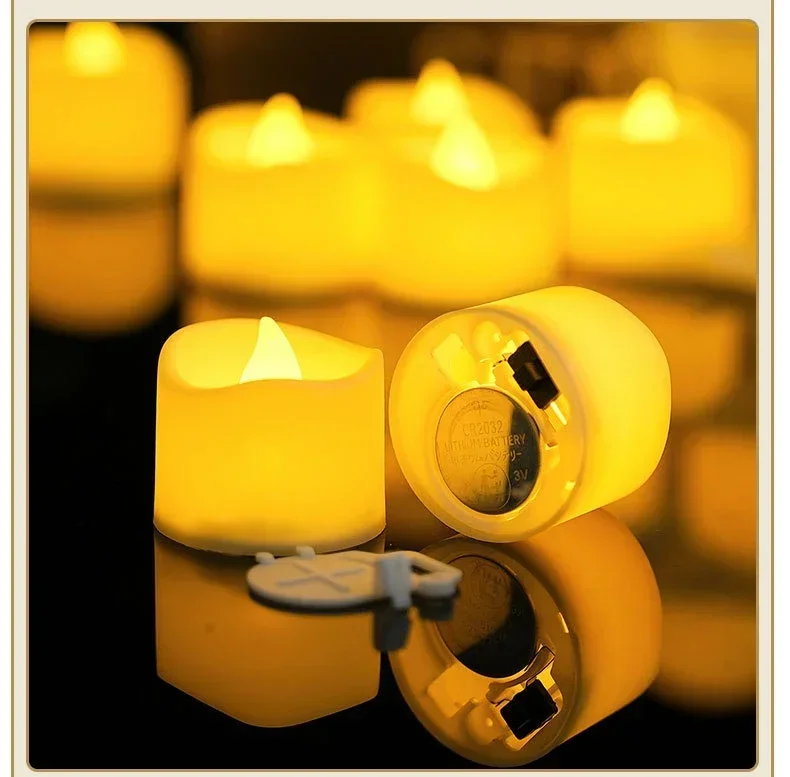 1-24Pcs Mini Flameless LED Tealight Candles 2Styles Simulated Flickering Electric Candle Wedding Christmas Halloween Party Decor