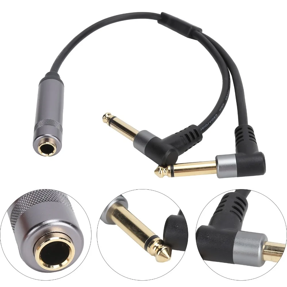 Flexible 6.35mm Connector 6.35mm Female to Dual Male 30cm Length Audio Splitter Converter Cable Y Cable Audio Converter Mixer
