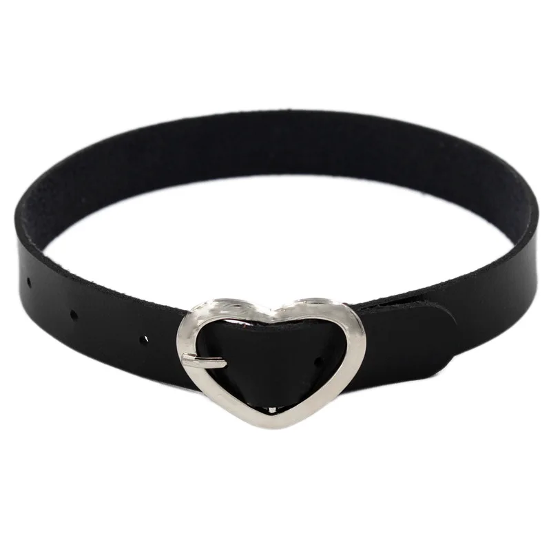 Harajuku Belt for Women Soft Sister PU Leather Punk Rock  Gothic Heart Ai Xin Kou Collar Female Neck Clavicle Necklace