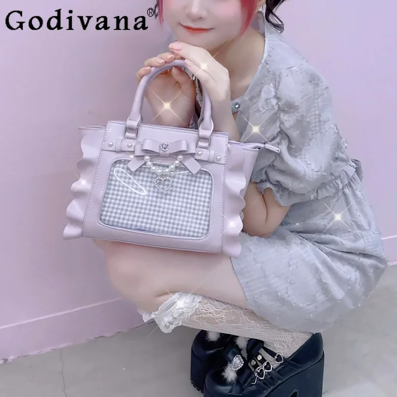 

Japanese Mine Series Portable Messenger Bag Women's Lace Cartoon Backpack Female Sweet Cute Designer Hand Bag