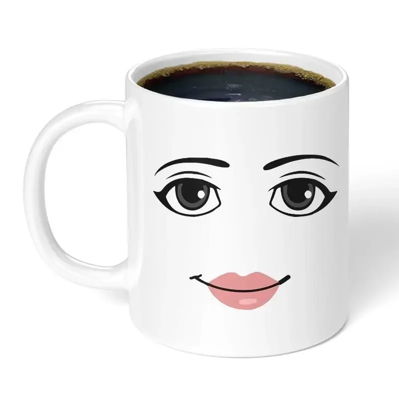 Cute simple woman facial expression mug creative boys ceramic breakfast coffee milk cup