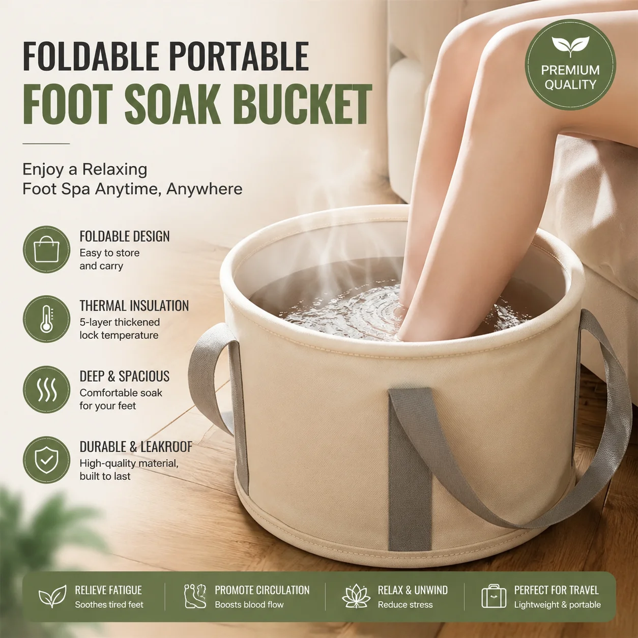 Portable Collapsible Foot Bath Basin With Handles Perfect For Soaking Feet Traveling Camping And Outdoor Activities