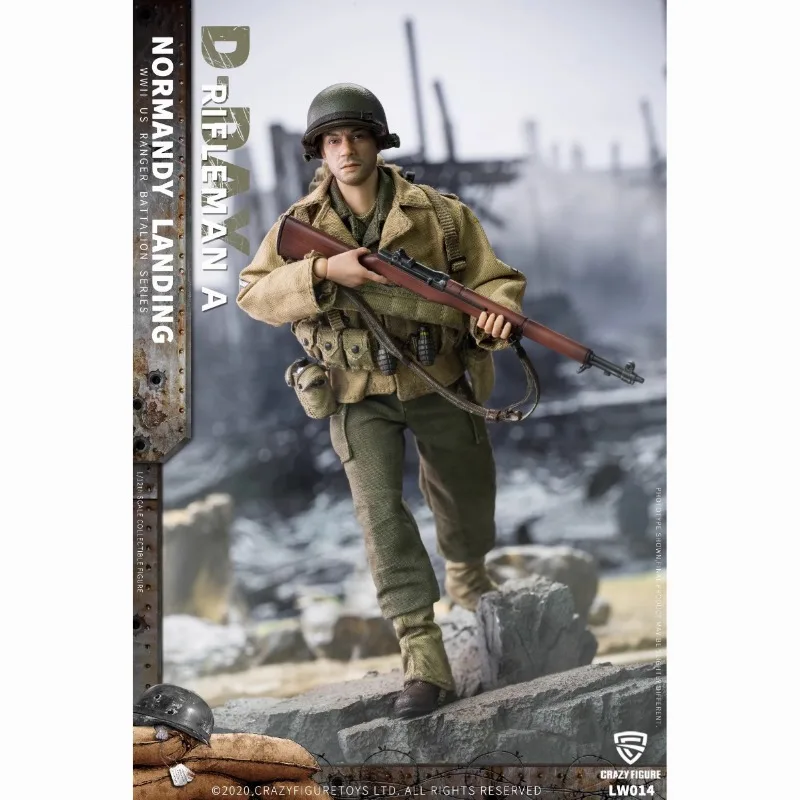 Genuine Goods in Stock Crazy Figure LW014 1/12 Rangers on D-Day Rifleman Male Soldier Action Model Art Collection Toy Gifts