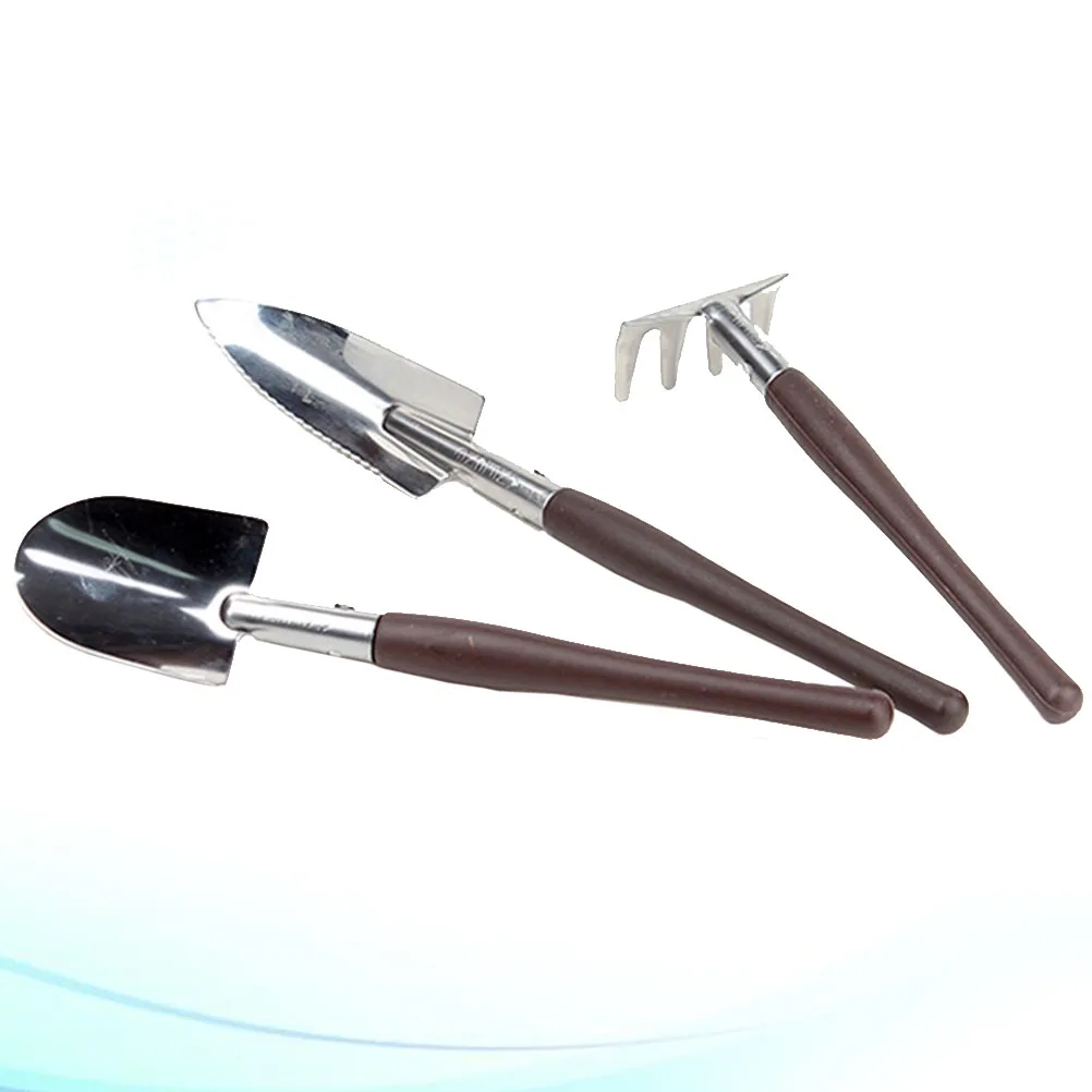 

3 Pcs Mini Gardening Tool Set Heavy Duty Stainless Steel Anti Slip Handle Portable Design Yard Work Potted Planting Shovel Rake