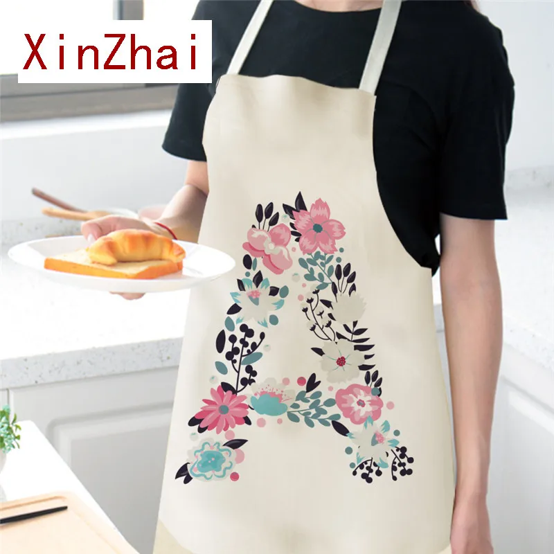 Cotton Linen Aprons Flower Aprons Letter Apron for Women Men for Cooking Home Cleaning Tools Anti-dirty Apron фартук для кухни