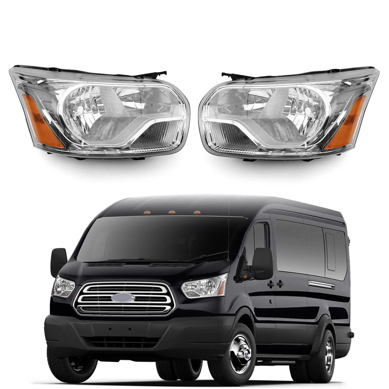 For 2014-2023 Ford Transit 150 250 350 Left & Right Side Pair Headlight Headlamp