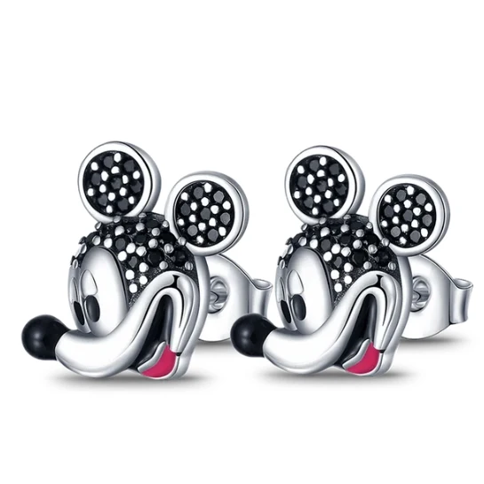 925 الفضة ديزني ميكي ميني المرأة أقراط وأقراط للنساء تيكي مجوهرات الأطواق أقراط الحفلات هدية
