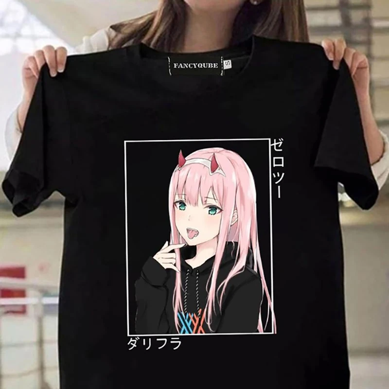 Anime T Shirt Zero Two Graphic Printed T-shirt Women Summer Casual Round Neck Loose Short Sleeve Tops