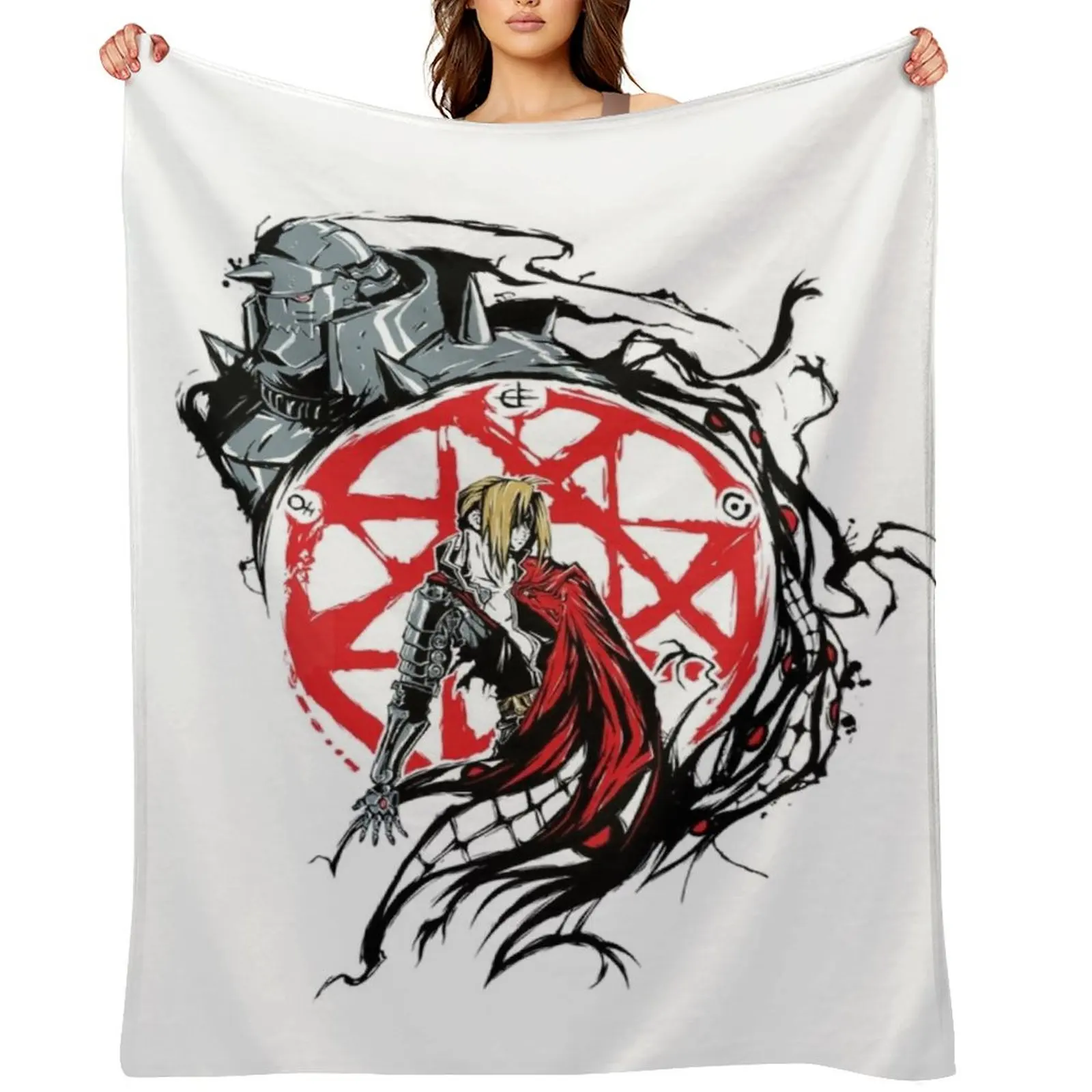 

Fullmetal Alchemist brotherhood Anime Throw Blanket For Baby for sofa Plush Hairy Blankets