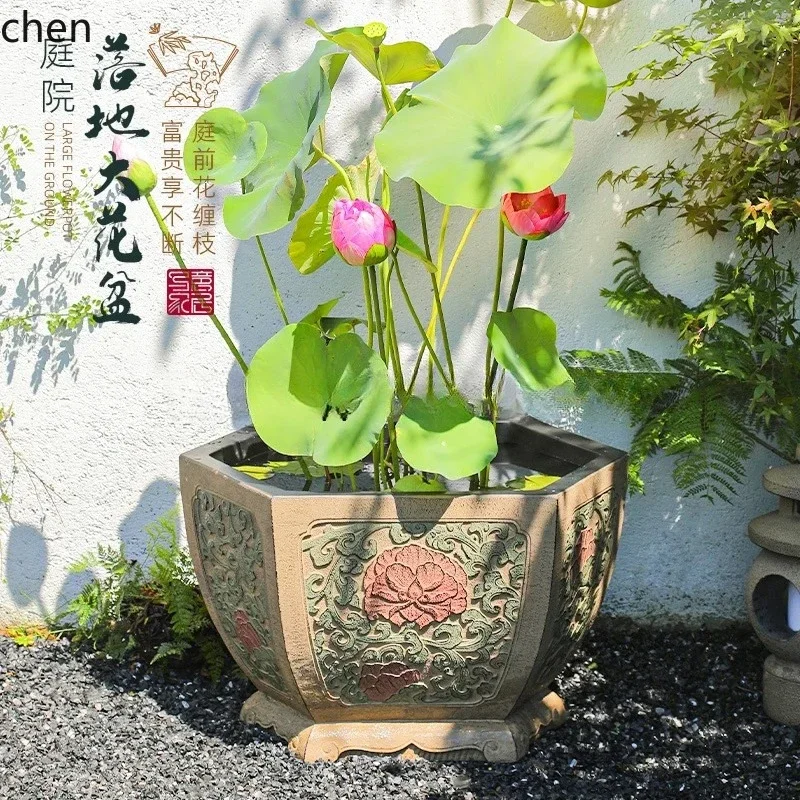 S-17   Outdoor Garden Planting Large Pot Garden Balcony Decorative Landscaping Water-raised Potted Plants