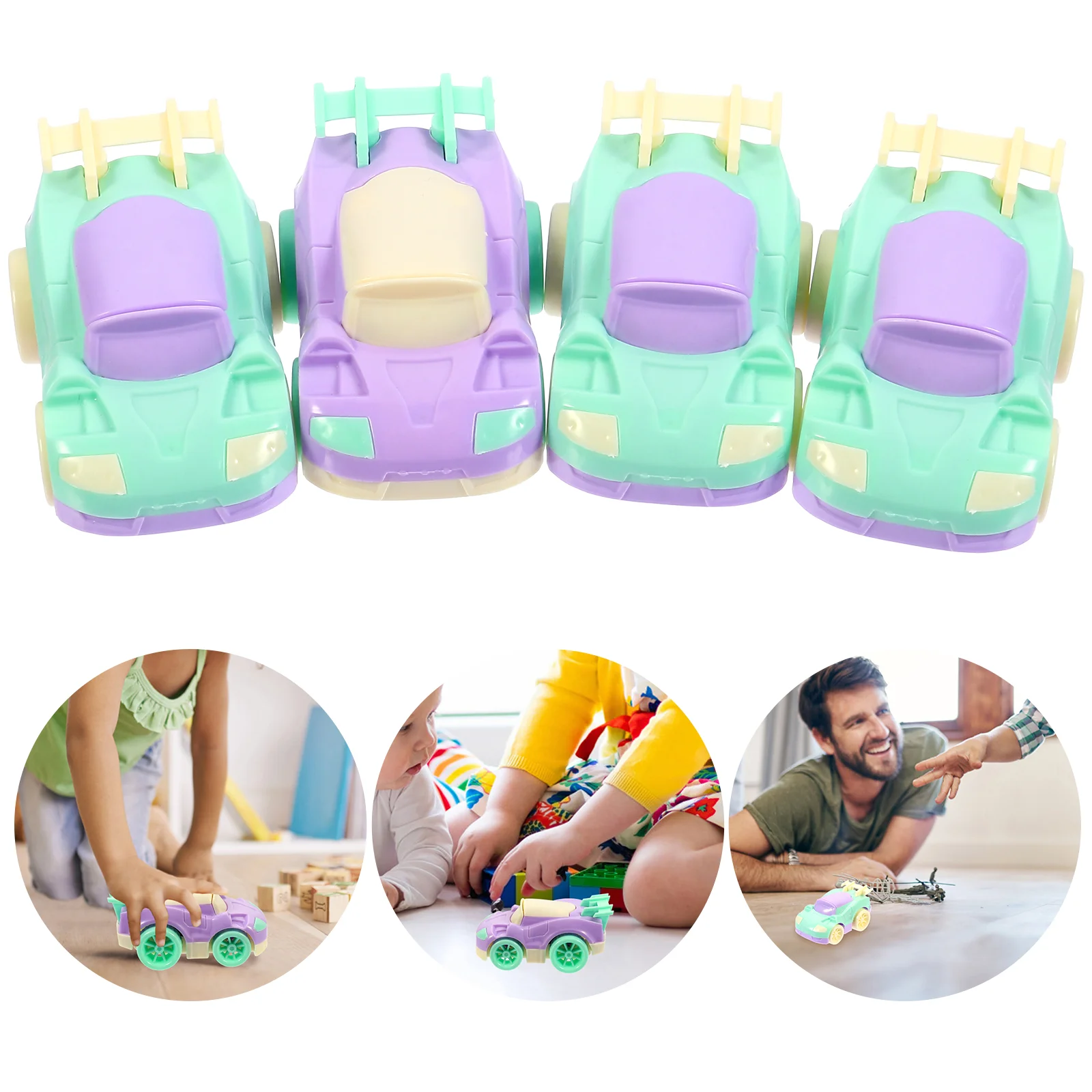 4 pçs puxar para trás carro brinquedos veículos resistentes quebrados crianças plástico macaron cantos desenvolvimento de habilidades motoras