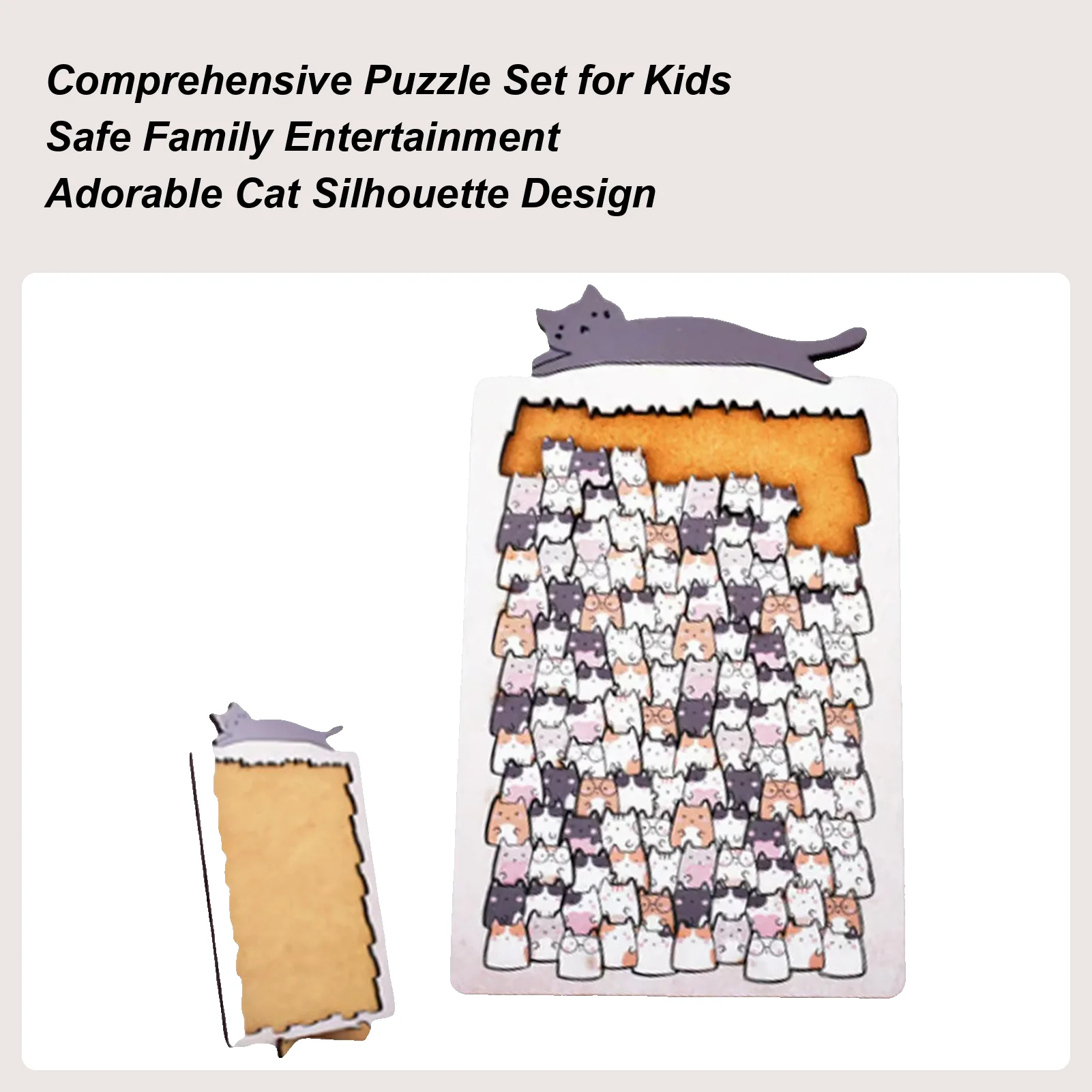 Rompecabezas de madera en forma de gato, juguetes educativos, rompecabezas desafiadores de madera de animales para niños, viajes, sala de juegos, sala de estar y dormitorio