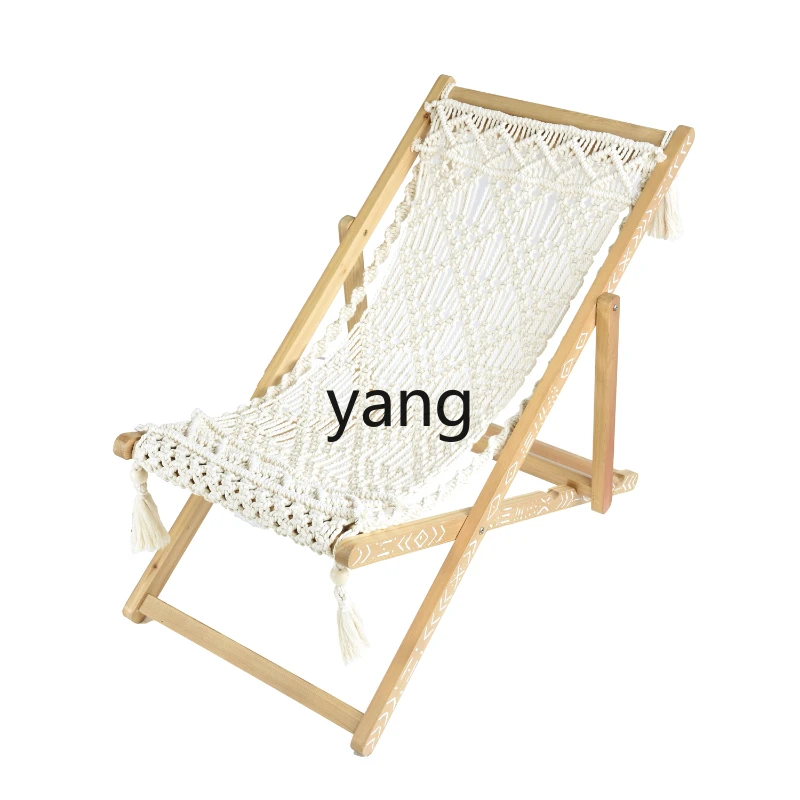 

Yjq Hand-Woven Recliner Folding Chair Solid Wood Adult Leisure Chair