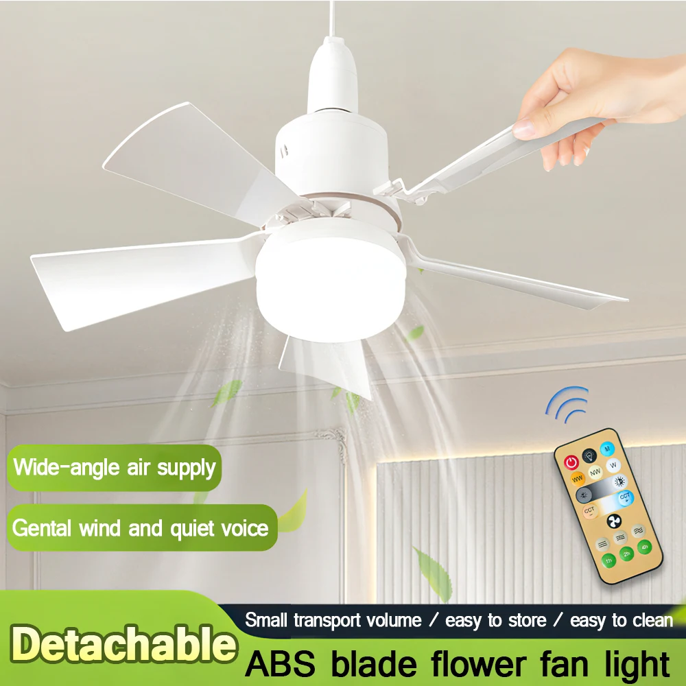 E27 Ceiling Fan with Light and Silent Electric Fan Ceiling Lamp With Remote Control Ceiling Fans Lights for Living Room