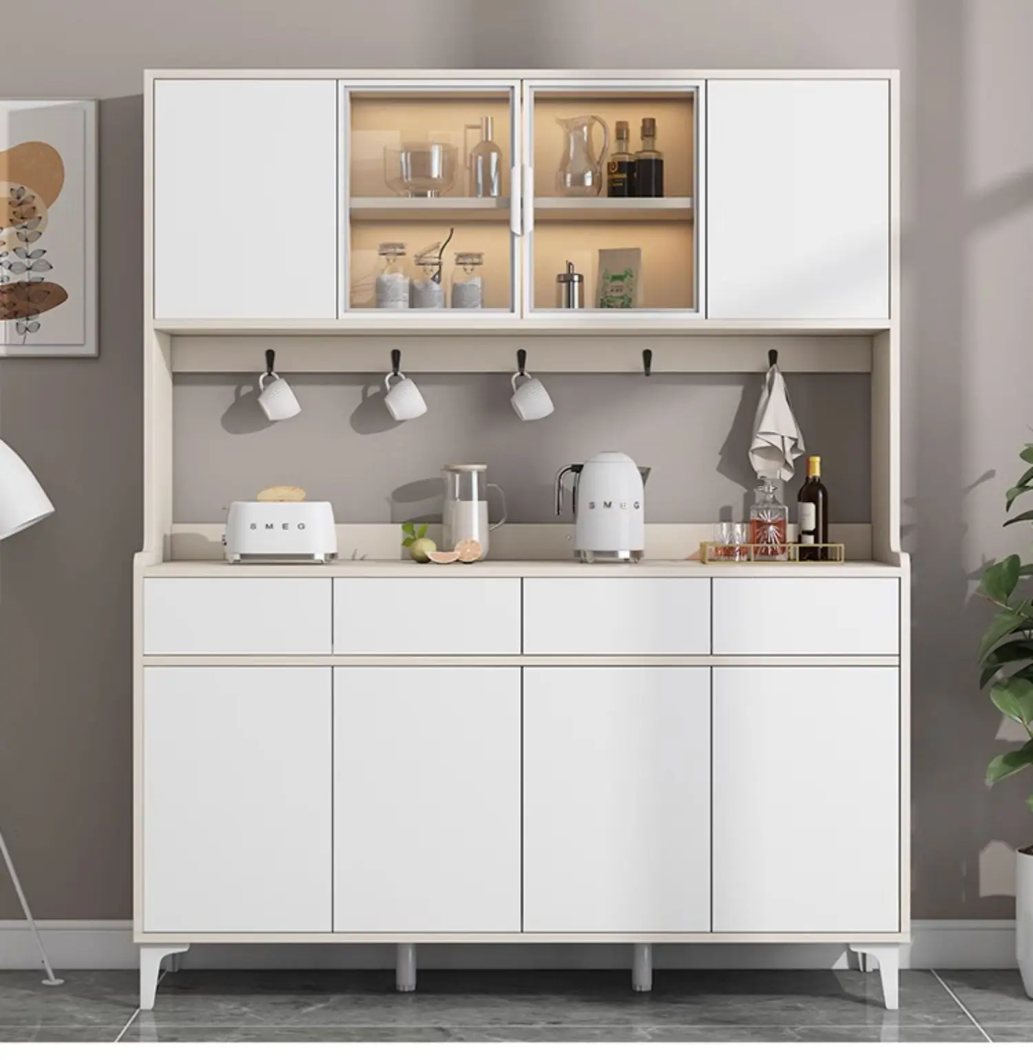 خزانة المدخل خزائن جانبية متعددة الوظائف رف الميكروويف متعدد الطبقات طويل القامة غرفة المعيشة خزانة بوفيه Mueble Aparador #3