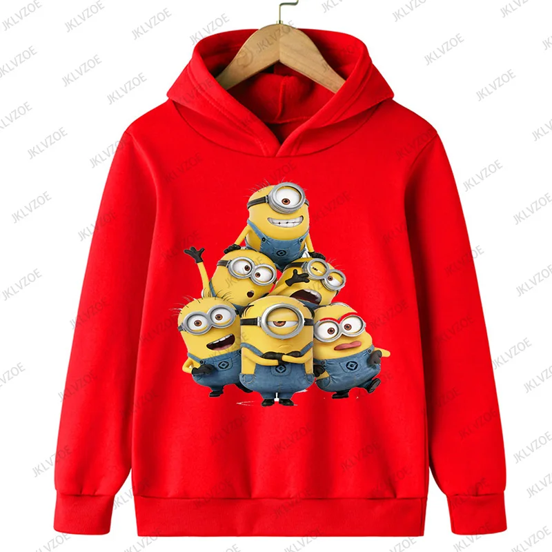 MINISO Cartoon Minions Children's Hoodies Casual Outdoor Tops Boys and Girls Loose Warm Autumn Winter Casual Kids/Adult Tops