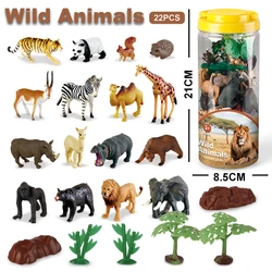 22Pcs Realistic Wild Animal Model Tiger Panda Zebra Elephant Giraffe Bear Lion Action Figures Figurines Learning Toy Kid Gifts
