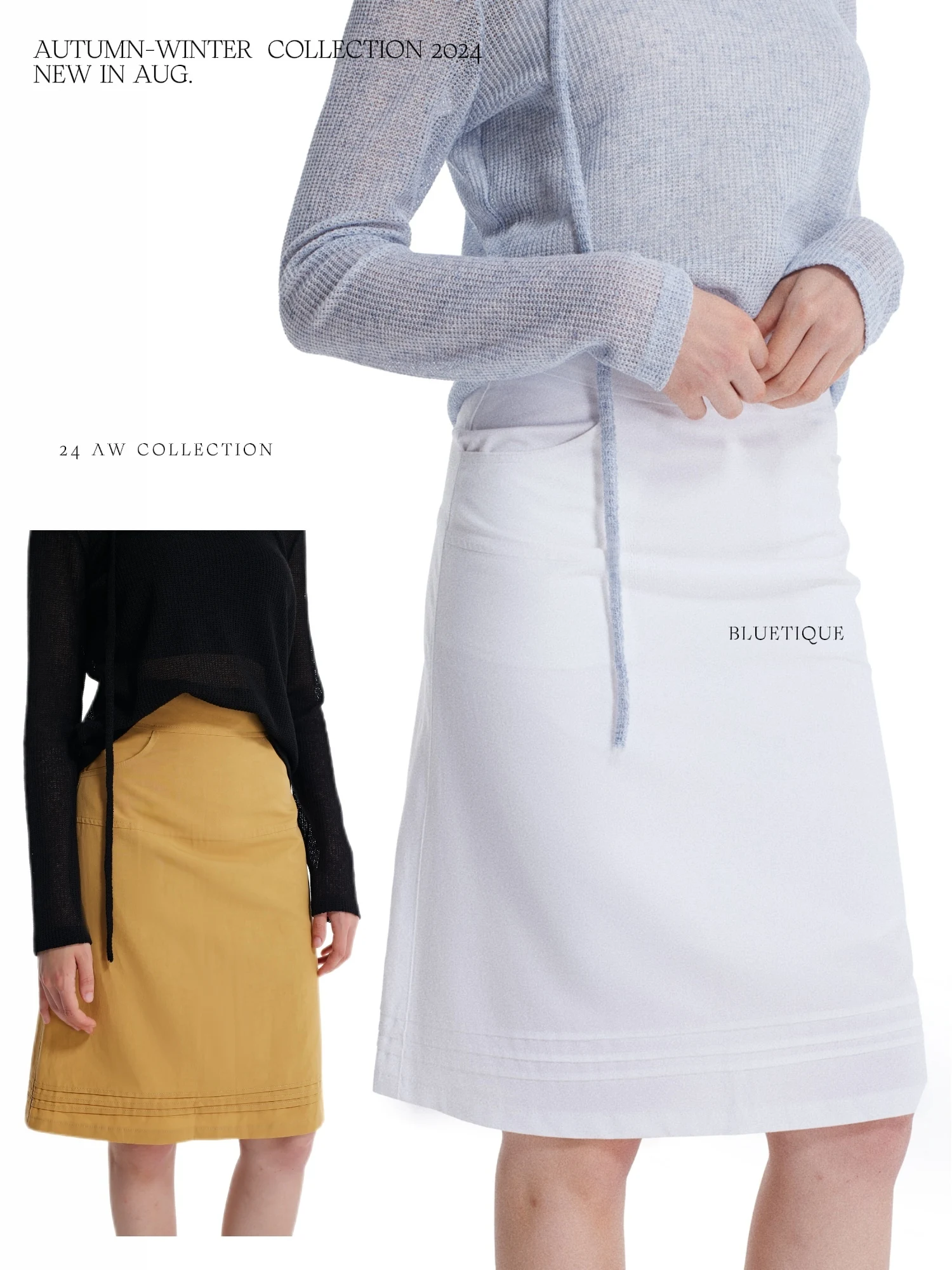 

Универсальная комфортная юбка миди Bluetique А-силуэта из смесового хлопка с завышенной талией, модная, осенняя коллекция