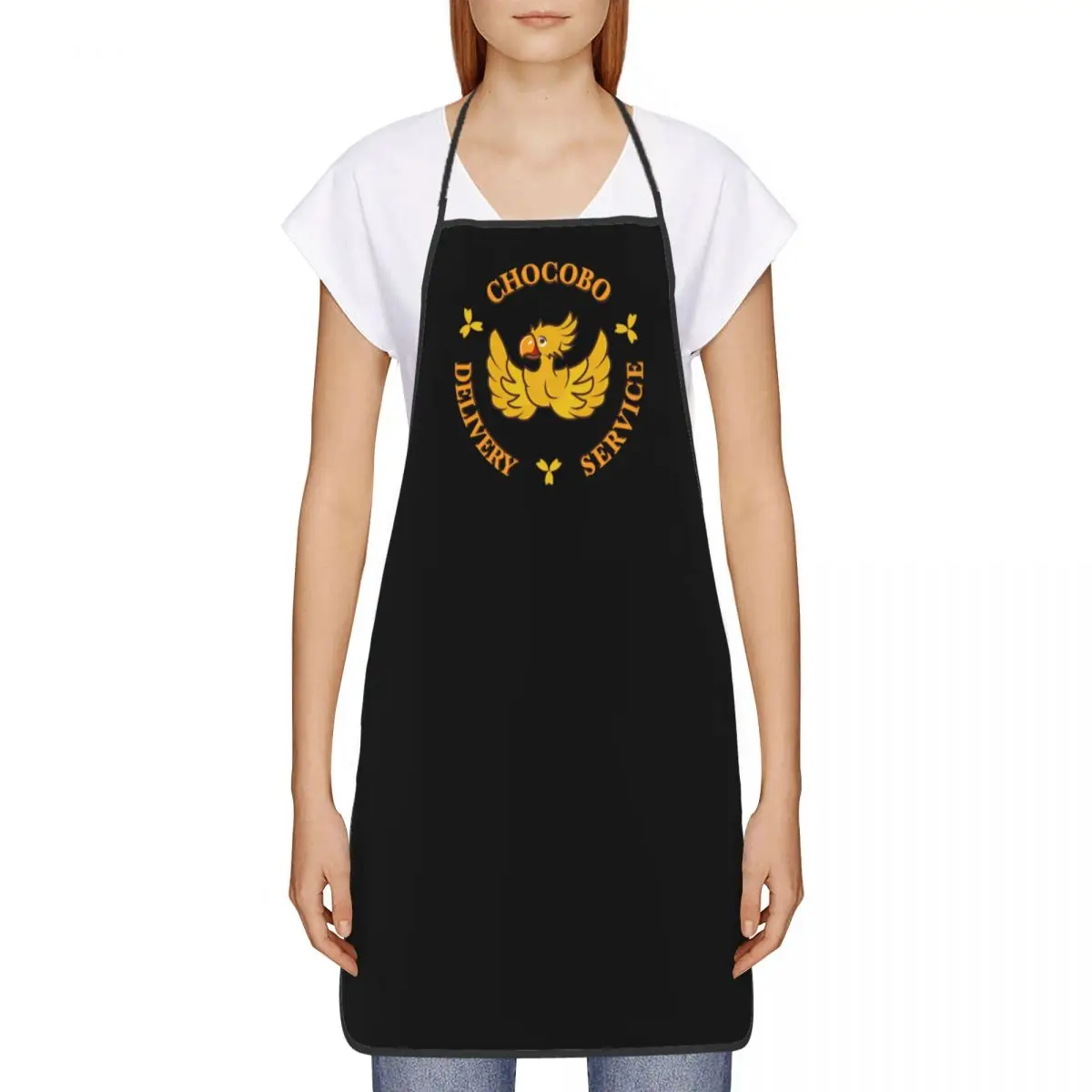 Funny Chocobo Delivery Service Bib Apron Men Women Unisex Kitchen Chef Final Fantasy Tablier Cuisine for Cooking Baking Painting