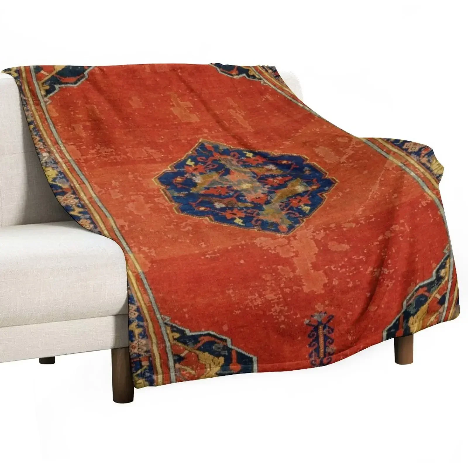 New 17th Century Antique Turkish Carpet Print Throw Blanket Cute Plaid Stuffeds Blankets