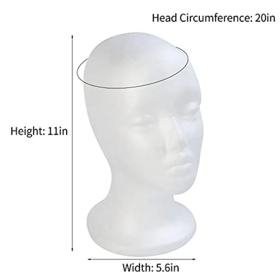 Cabeza de peluca de espuma para maniquí femenino, soporte para postizos, modelo de cosméticos, exhibición de peluca para exhibición de modelo de estilo, 3 uds.
