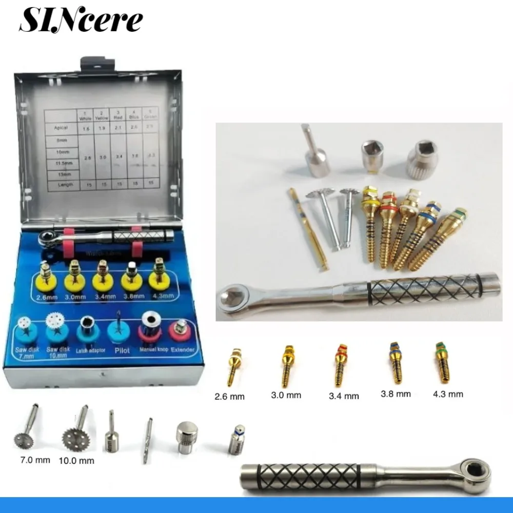 1Set Dental Bone Expander Kit Sinus Lift with Saw Disks Surgical Implant Instruments Dental Implant Expander Compression Screw