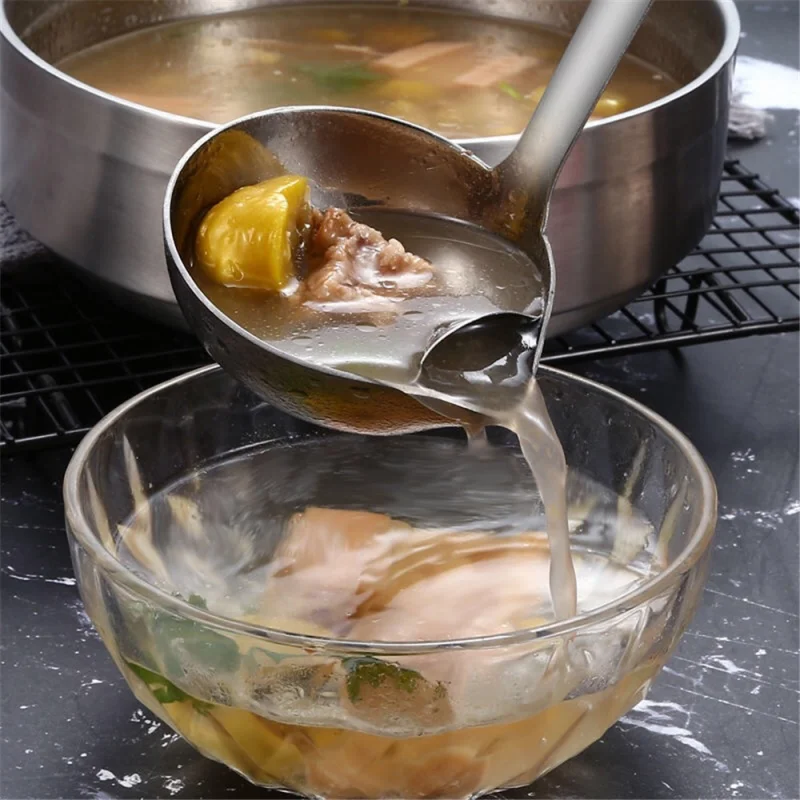 Stainless Steel Colander Spoon Soup Colander Kitchen Soup Gravy Oil Soup Fat Separator Ladles Skimmer Spoon Soup Colander