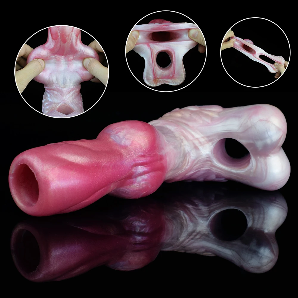 YOCY جوفاء القضيب كم سيليكون عقدة كبيرة غطاء الديك تأخير القذف الجنس لعب للكبار الرجال ديك توسيع مثير متجر #4
