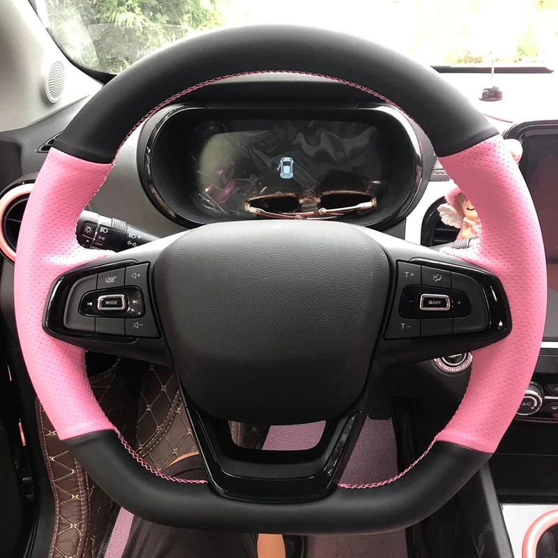 Hand-Stitched Genuine Leather Steering Wheel Cover for Chery Tiggo 5X, Tiggo 7, and Tiggo 8 - Full Wrap Custom Fit