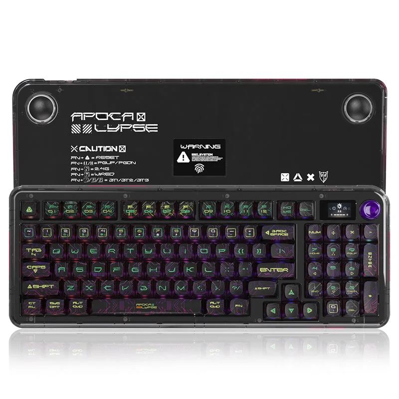 ER95 Triple-Mode Wireless Mechanical Keyboard With LCD Screen Knob,95 Layout,Transparent Case,Gasket Structure,Hot Swappable,RGB