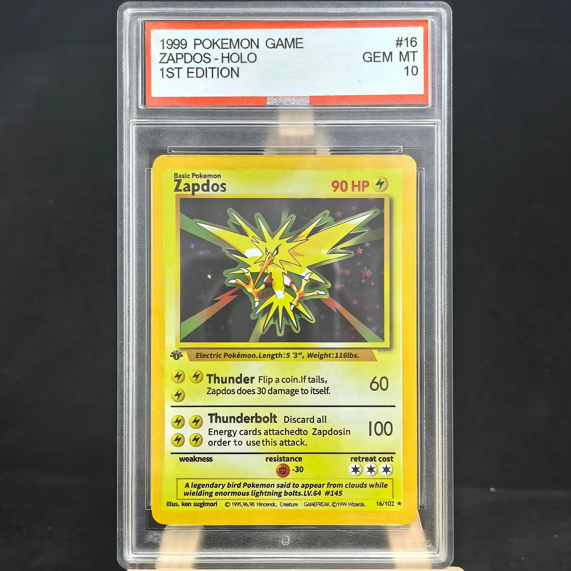 

Proxy DIY 1999 POKEMON GAME ZAPDOS-HOLO 1ST EDITION 16 GEM MT 10 Rating Card 10 Card Labels Gift Cards Toys