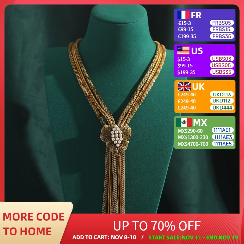 

Vintage Long Style Gold Color Tassel Snake Bone Chains Pearl Heart Necklace for Women Sweater Women's Wedding Jewelry Luxury