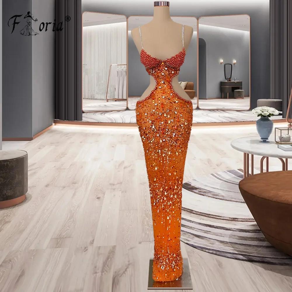 Lindo vestido sereia com Tassel Stone, vestido de baile, grânulos de espaguete, Pearl Court Gown, Vestidos Ocasião Formal