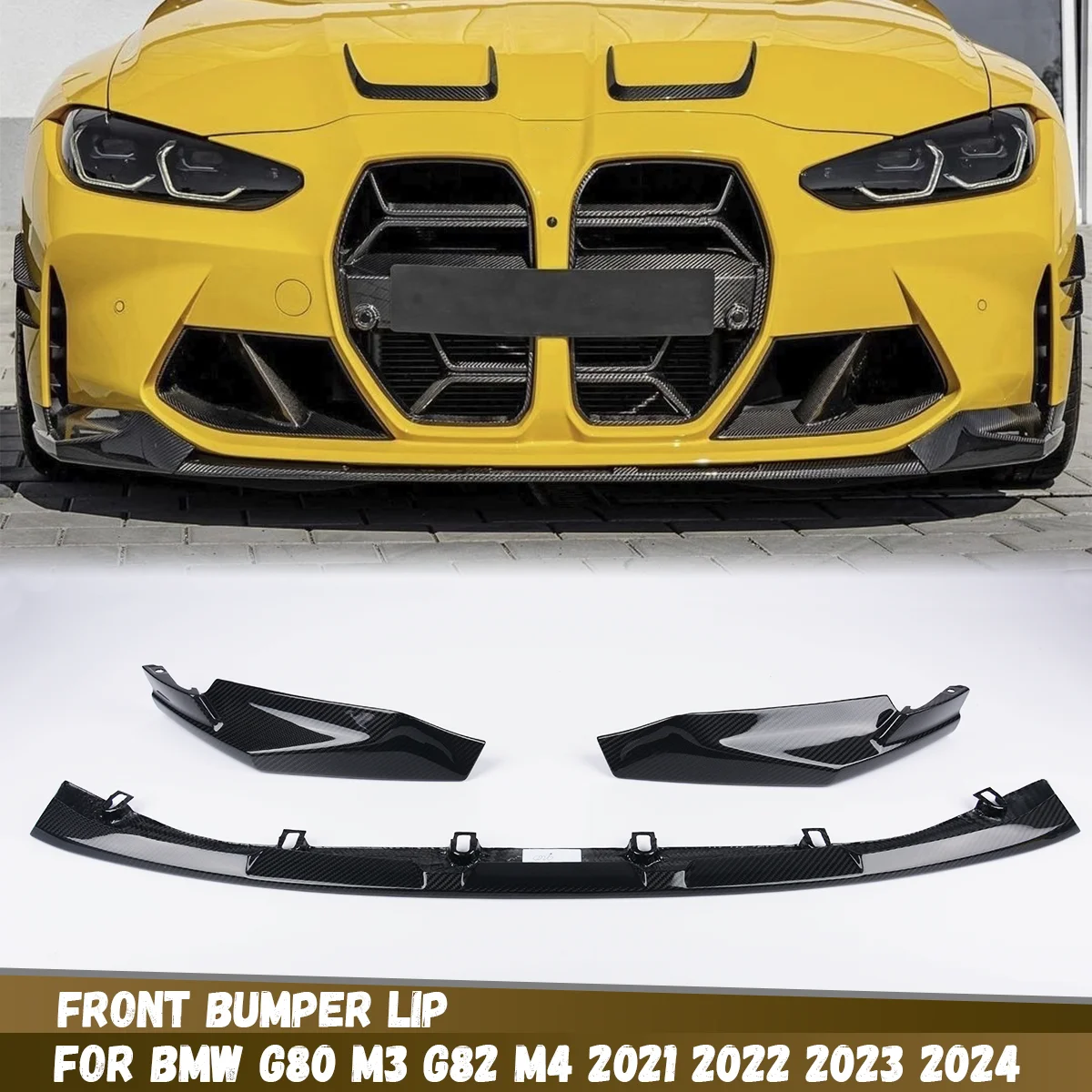 

Dry Carbon Fiber Front Lip Chin Guards For BMW G80 G82 G83 M3 M4 2021 2022 2023 2024 Front Bumper Lip Spoiler Splitter