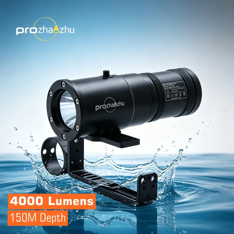 

Подводный фонарь PROZHAOZHU DL-D09M, 4000 люмен, 200 м, IP68, водонепроницаемый, перезаряжаемый