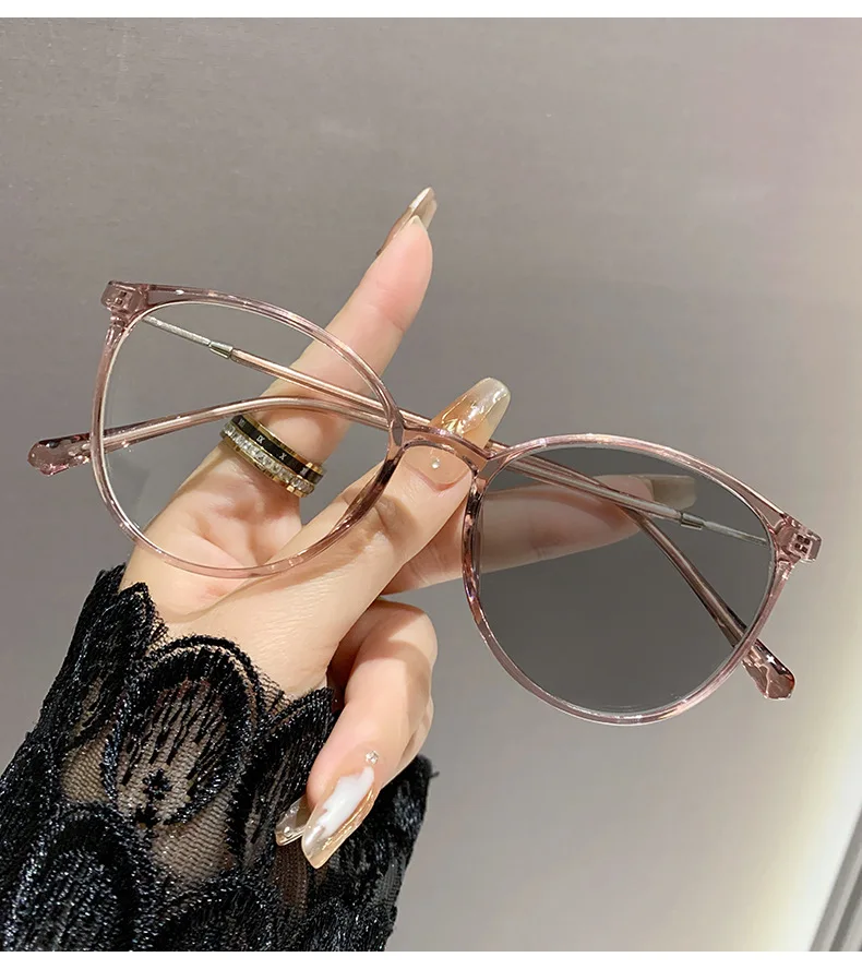 Runde photochrome Blaulichtfilter-Myopiebrille, lichtempfindlich, TR-Metallrahmen für Männer und Frauen, 0 bis -400 Dioptrien, für Zuhause und Büro – Detail 8