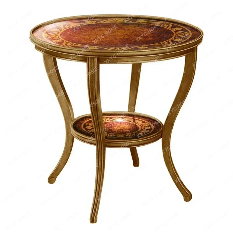 

New Arrivals Sofa round Tea Table Living Room Telephone Table Small Apartment Mild Luxury Retro Painted Furniture S26