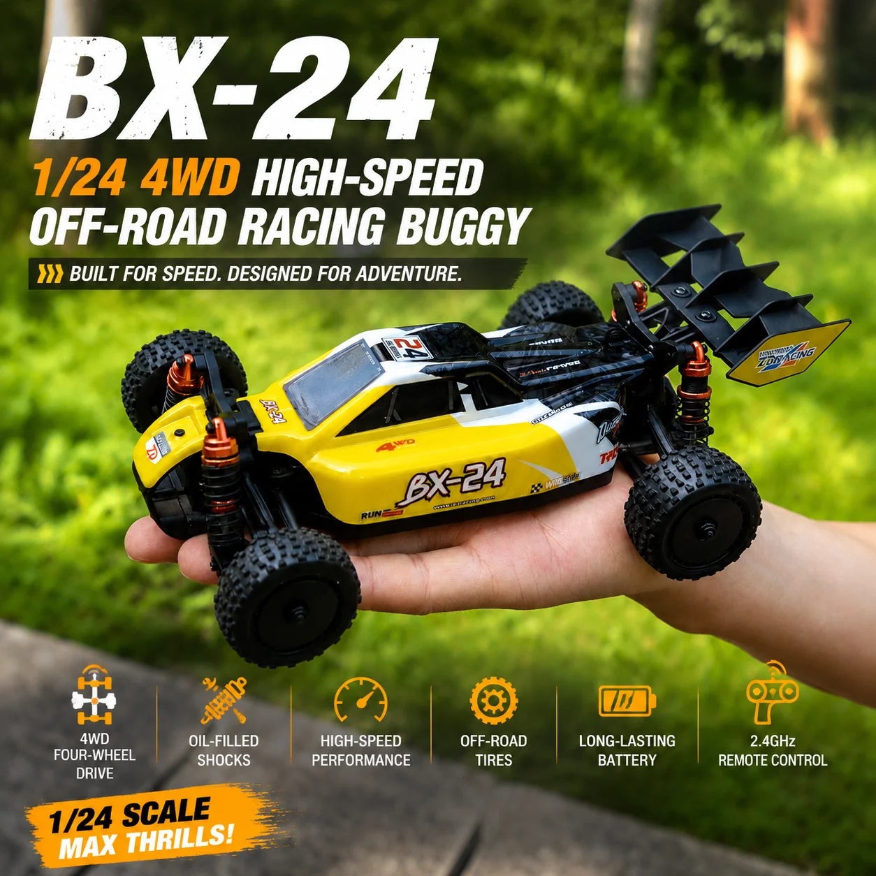 ZD Racing BX-24 1/24 4WD Brushless RC Buggy RTR Racing Car Aluminum Alloy Chassis High Speed Off Road Monster Truck