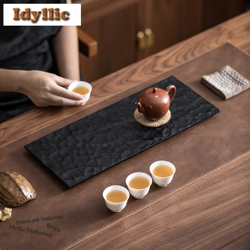 Walnut Wood Carbonized Tea Tray Snack Plate Coffee Storage Board Teapot Support Dishes For Serving Tea Ceremony Supplies Craft - view 4