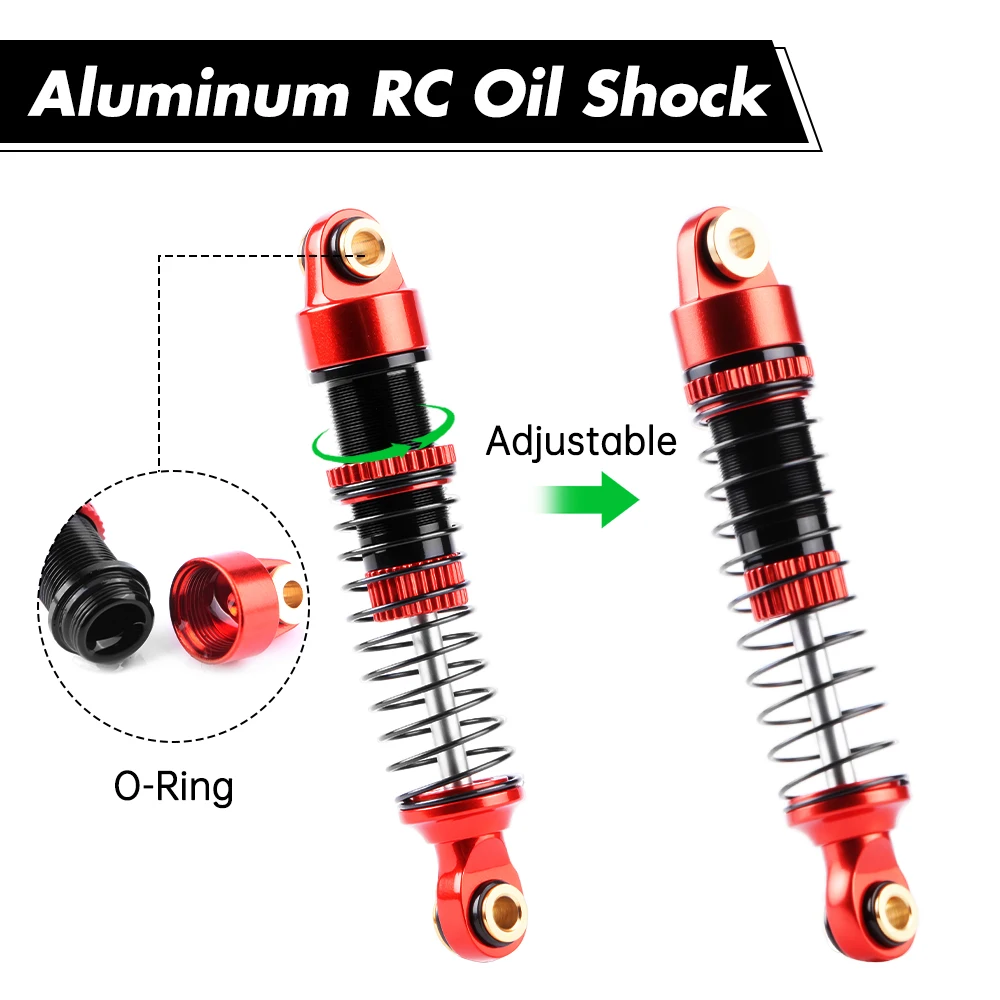 53mm Aluminum Threaded Shock Absorber Oil Damper for Redcat Ascent-18 1/18 RC Crawler Upgrade Parts (Red)