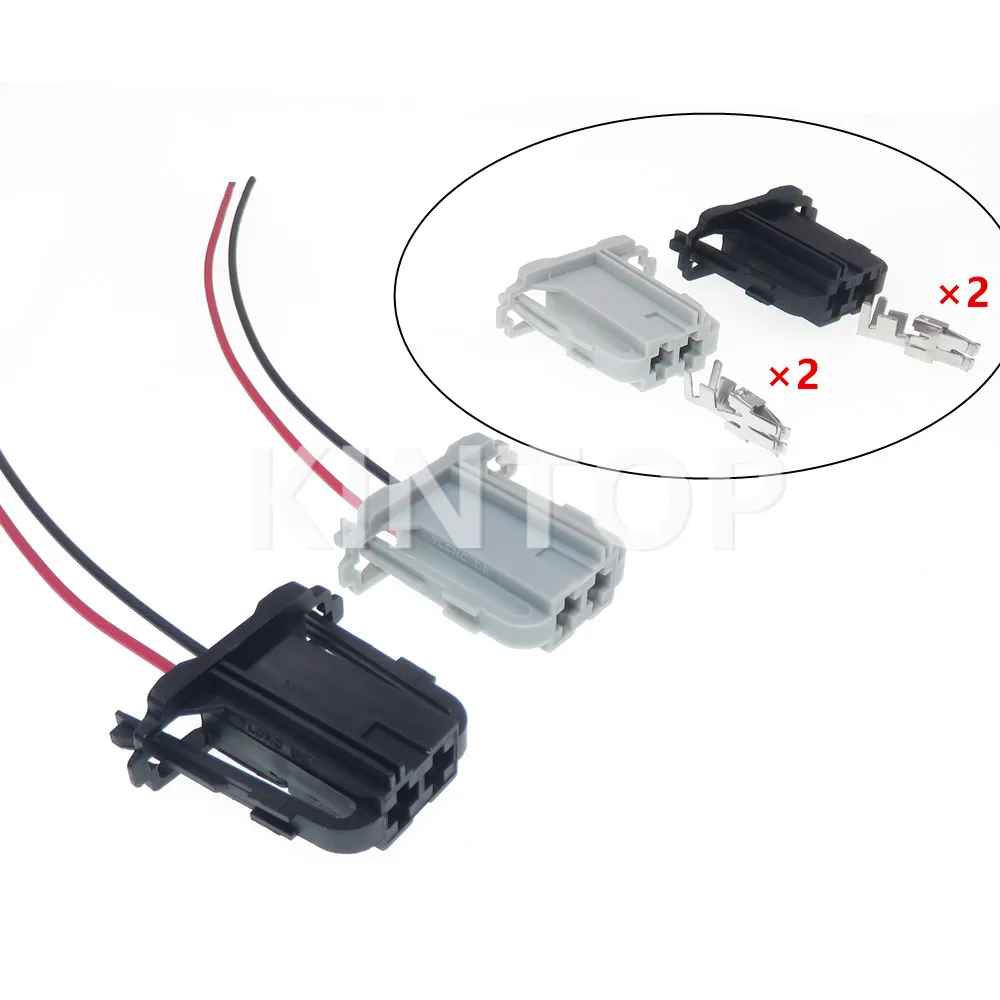 

1 Set 2 Pins AC Assembly Car Plastic Housing Plug with Wires Automobile Wire Socket Auto Modification Connector Accessories