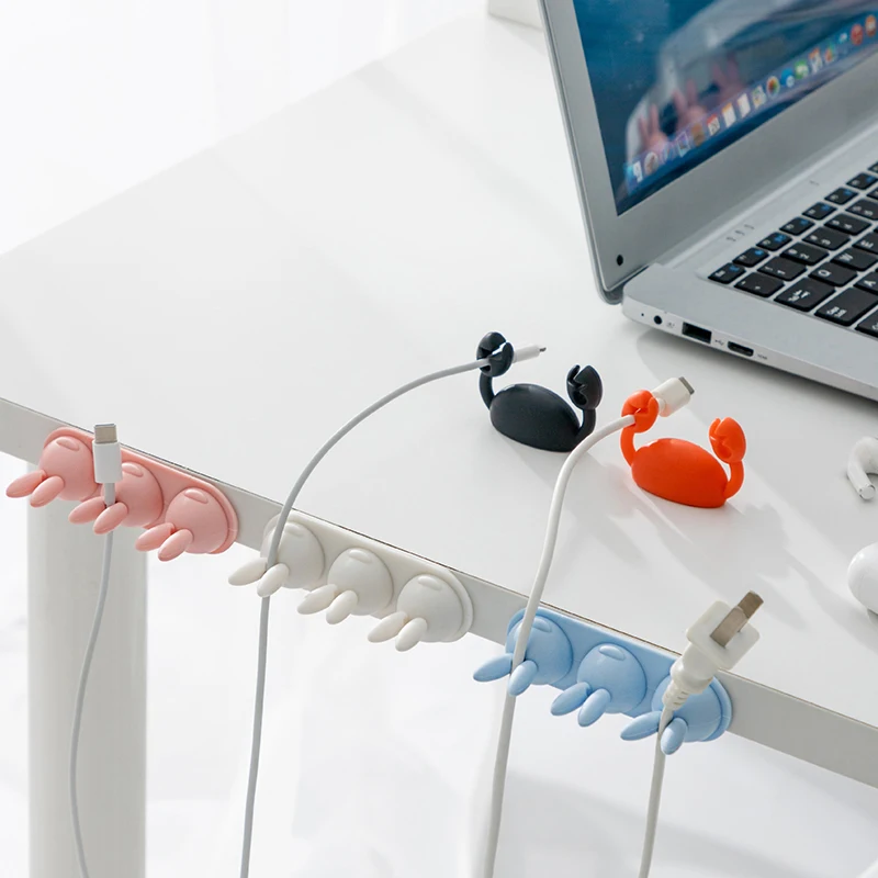 3PCS Silicone Cute Animal Cable Storage Organizers Cartoon Rabbit Bunny Crab Desktop Data Cable Winder