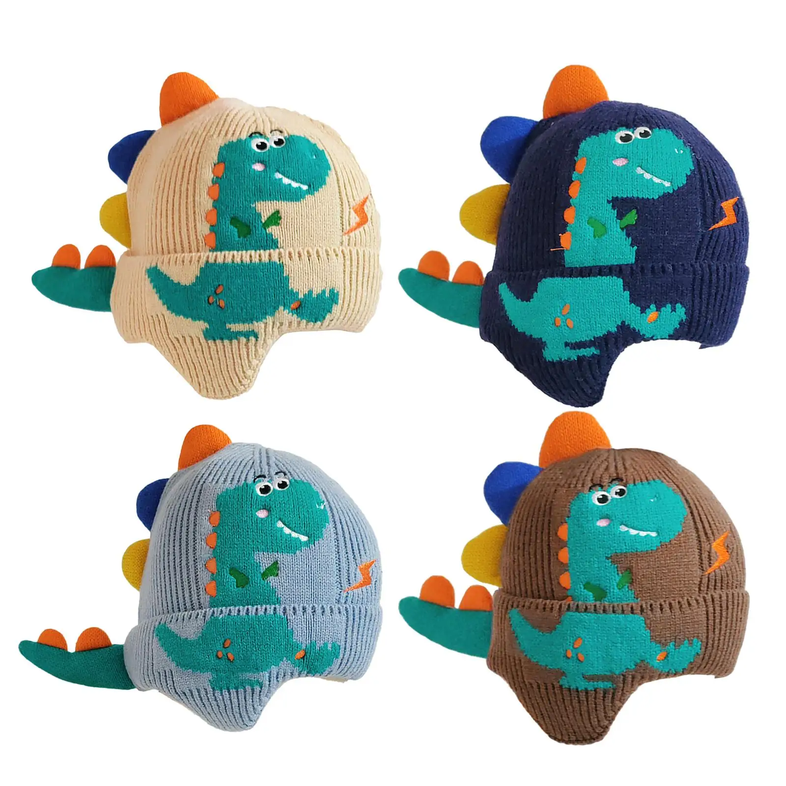 Dinosaur Ear Knitted Hat with Ear Flaps Warm Hat Skiing Hat Windproof Comfortable Beanie for Children Boys Girls Toddlers Kids