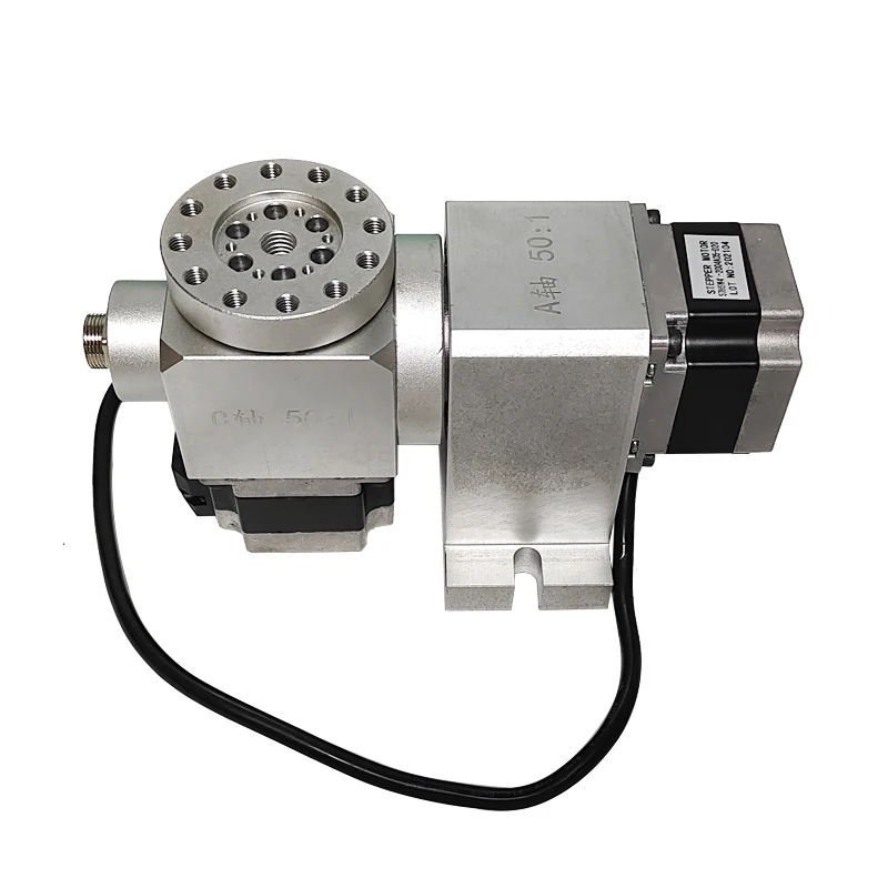 Rotary Axis Harmonic 4th 5th Axis Reduction Ratio 50:1 CNC Router A B Aixs Harmonicgear Center Height 73MM for DIY Engraver